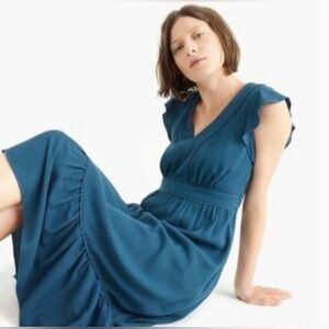 POINT SUR for J. CREW Blue flutter sleeve midi dress size 4